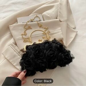 Elegant Black Floral Clutch